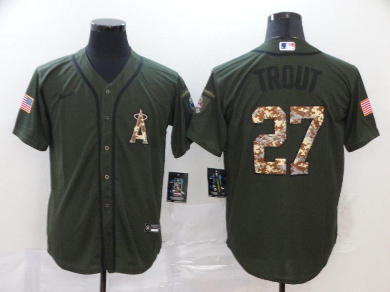 Men Los Angeles Angels #27 Trout Green Nike Game MLB Jerseys->denver broncos->NFL Jersey